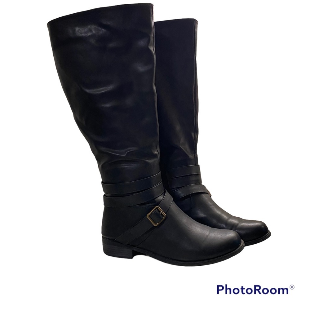 Brand Unknown black wide calf knee-high boots size 10M